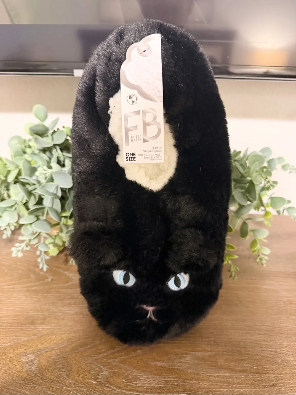 Black Cat Plush Pet Slipper - One Size